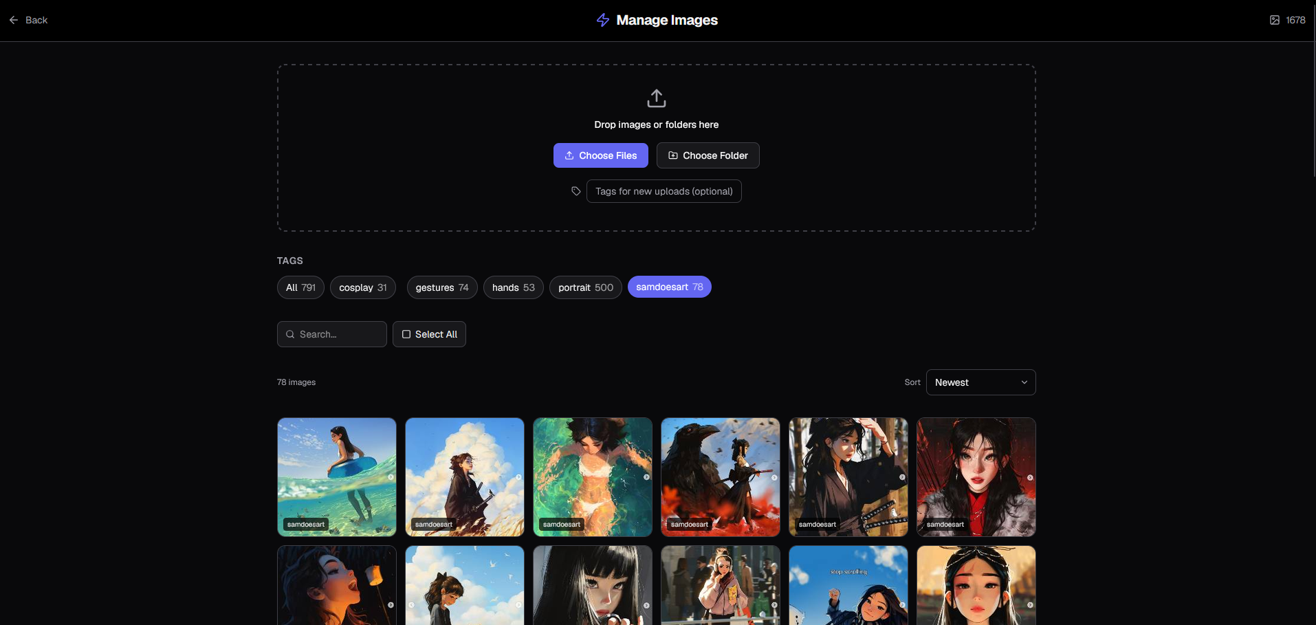 Image management with tags